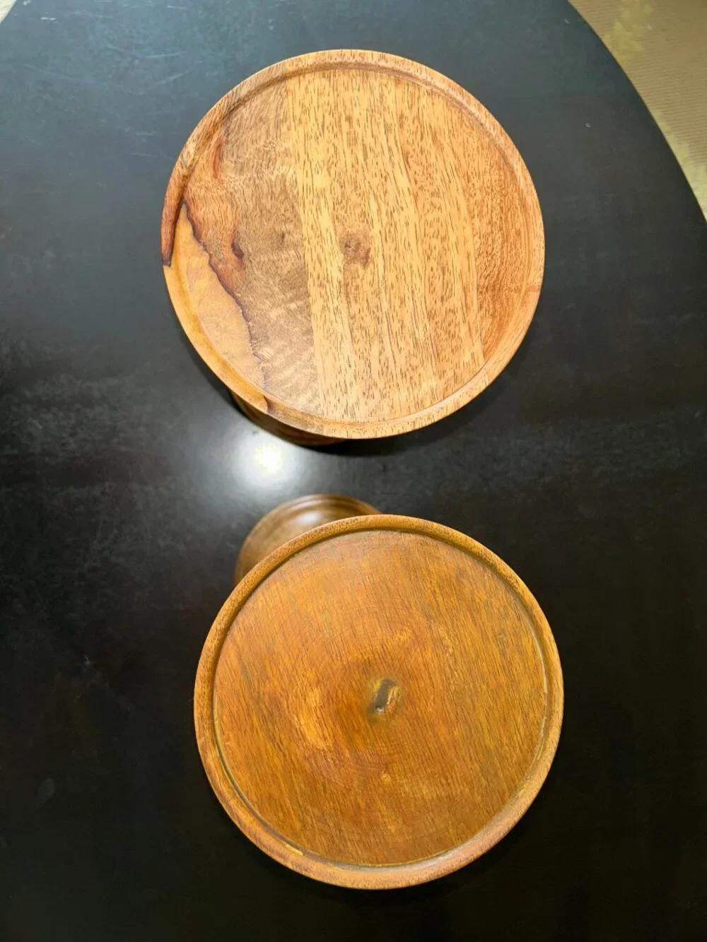 Williams Sonoma Antique Wood Pillar Candle Holders Adjustable, Pair, 12